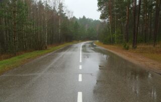 Rainy weather and wet roadways can spell trouble for traveling RVers.