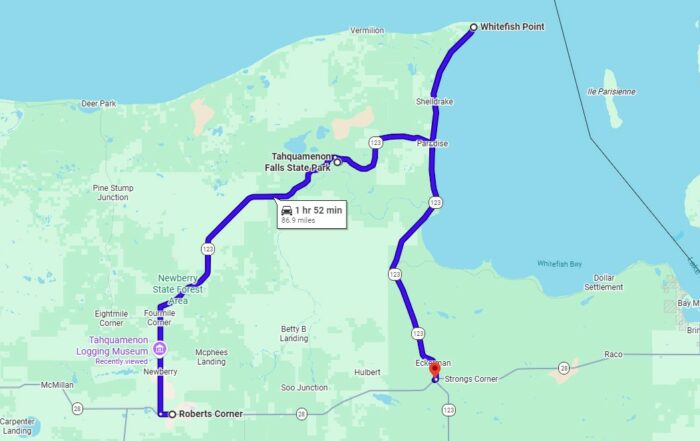 Tahquamenon Falls Scenic Byway route