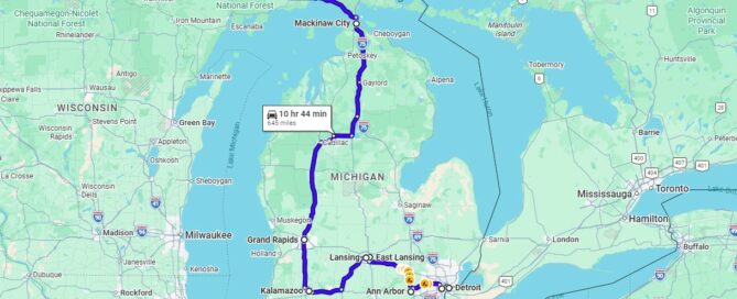 Map of the Presidential Driving Tour in Michigan by MARVAC