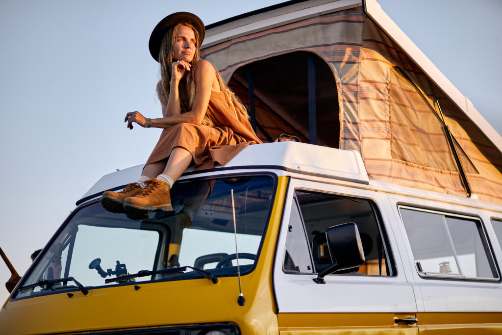 Woman solo RVing campervan