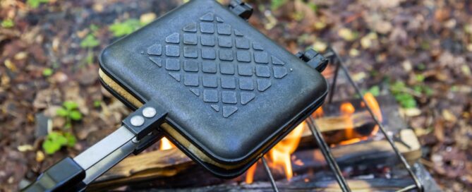 Cooking with a pie iron at the campsite
