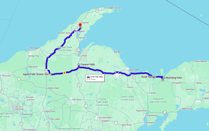 Driving Tour Upper Peninsula Waterfalls